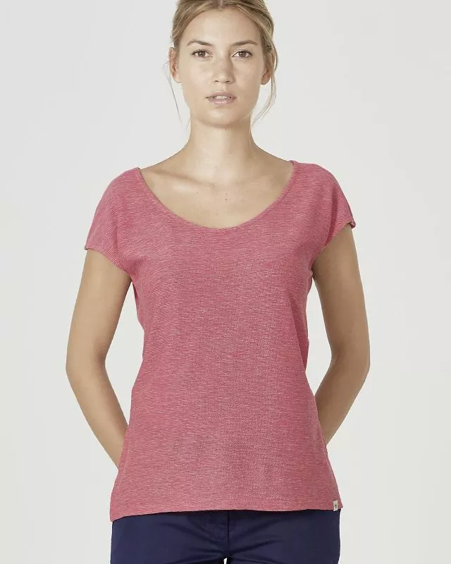 HempAge Hanf T-Shirt Sally - Farbe tomato / natur aus Hanf und Bio-Baumwolle