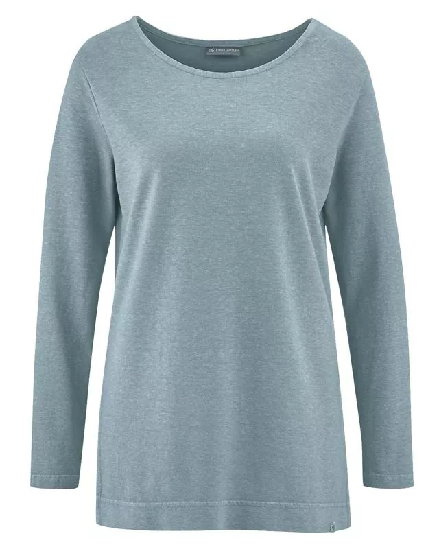 HempAge Hanf Longshirt - Farbe aloe aus Hanf und Bio-Baumwolle
