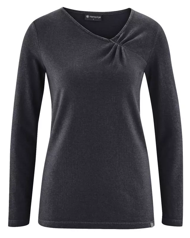 HempAge Hanf Langarmshirt - Farbe black aus Hanf und Bio-Baumwolle