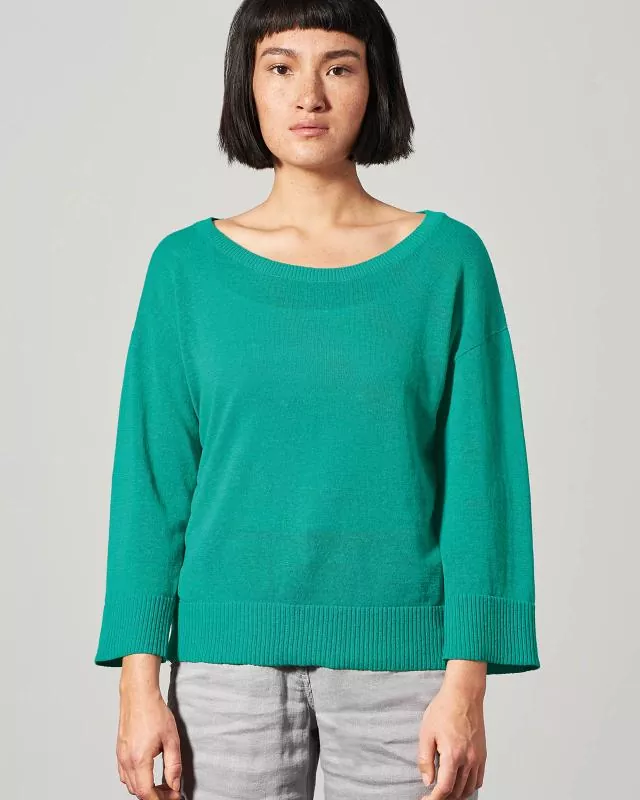 HempAge Hanf Sommerpullover - Farbe emerald aus Hanf und Bio-Baumwolle