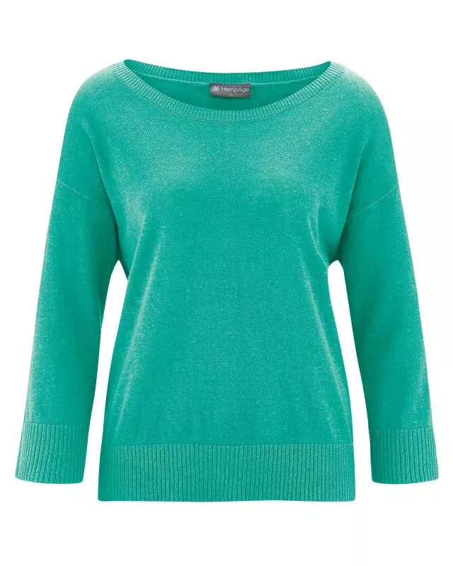 HempAge Hanf Sommerpullover - Farbe emerald aus Hanf und Bio-Baumwolle