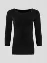 Hanf Damen schmales 3/4 T-Shirt - Farbe black aus Hanf und Bio-Baumwolle